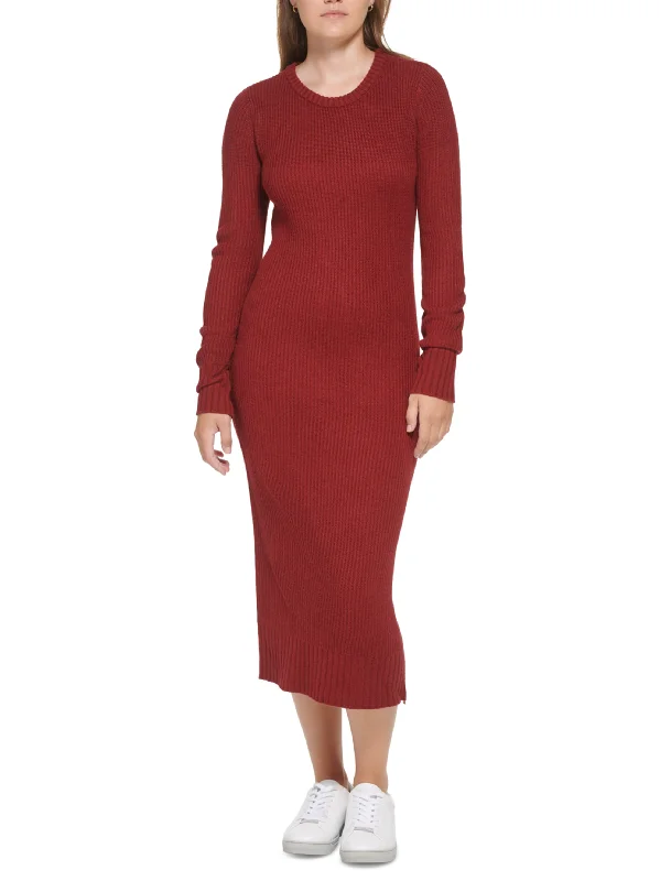 Women's Plain Sweater Dress,Burgundy Artistic Women's Hand - painted
