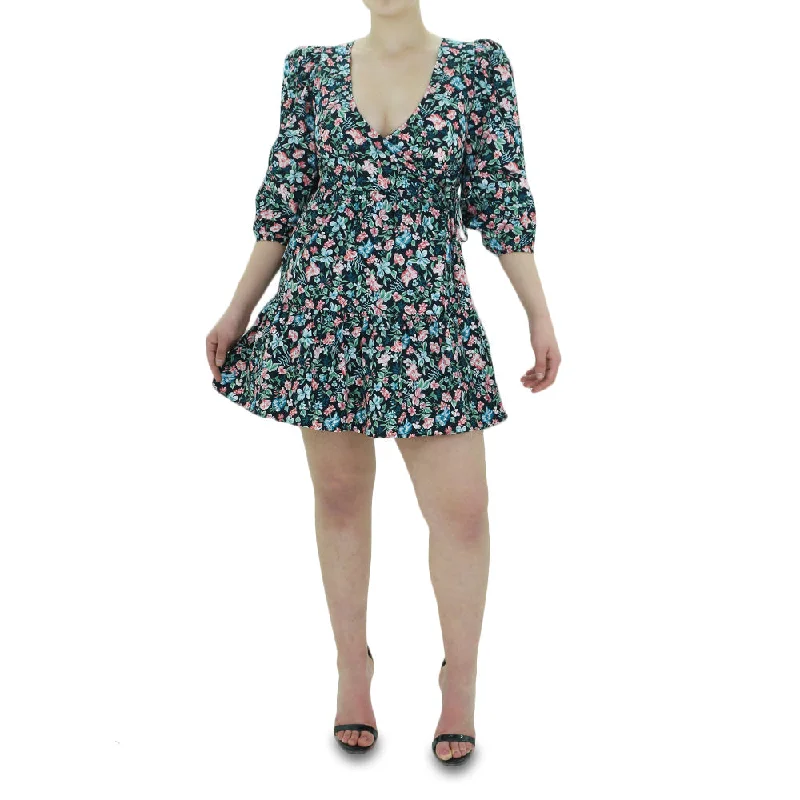 Women's Floral Short Dress,Black garde