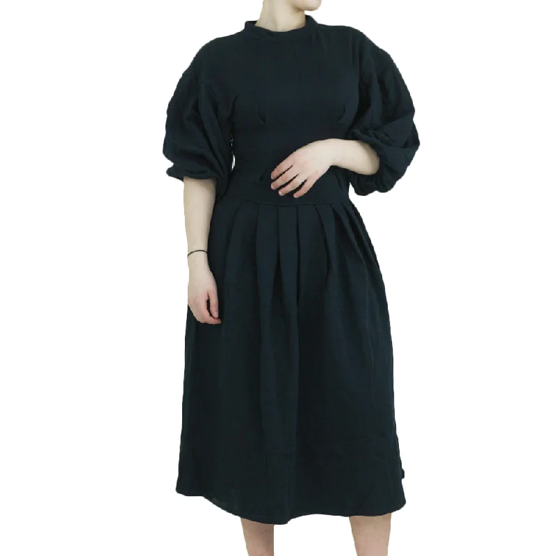 Women's Puff Short Sleeve Short Dress,Black Sleek Women's 