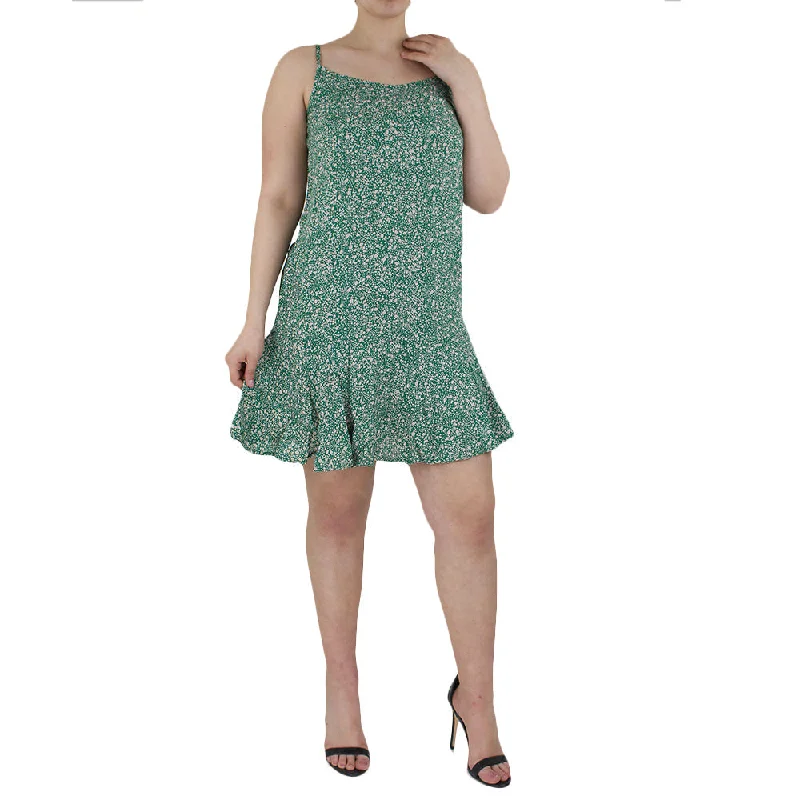 Women's Spaghetti Strap Printed Dress,Green Casual Women's Japanese 