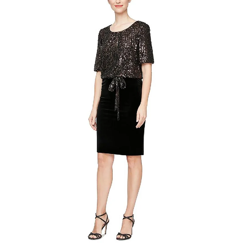 Alex Evenings Womens Sequined Knee-Length Cocktail And Party Dress