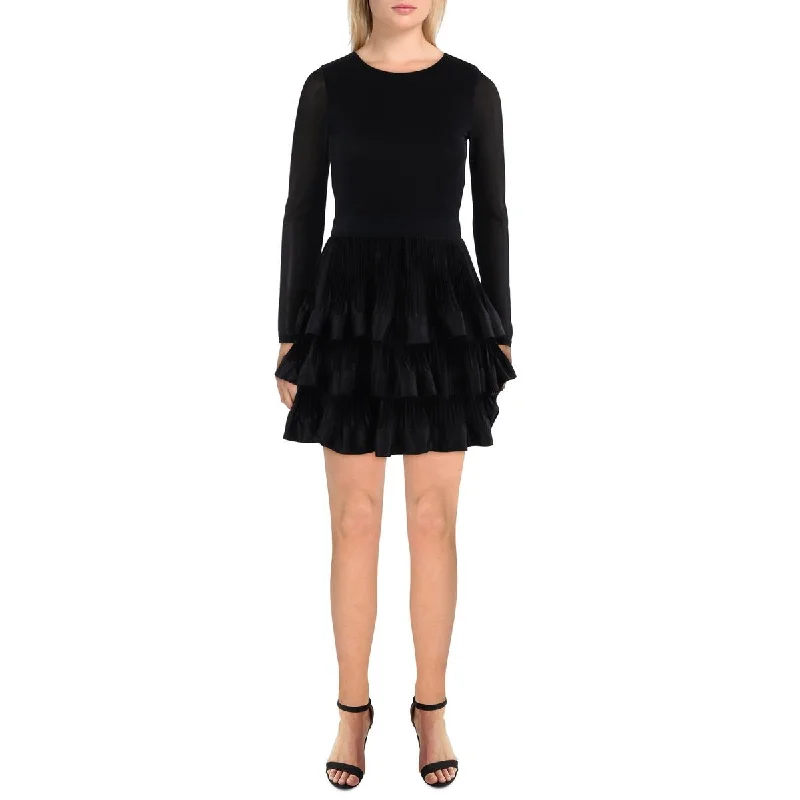 Alice and Olivia Womens Chara Shutter Pleat Tiered Cocktail And Party Dress