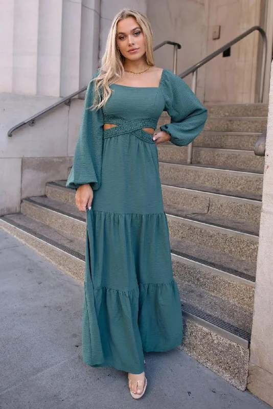 Amara Sage Cut Out Maxi Dress - Final Sale Stylish Women's Tropical 