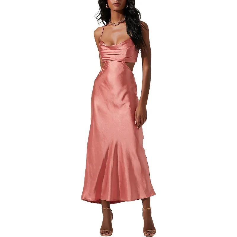 ASTR The Label Colette Women's Satin Cut-Out Cowl Neck Maxi Dress