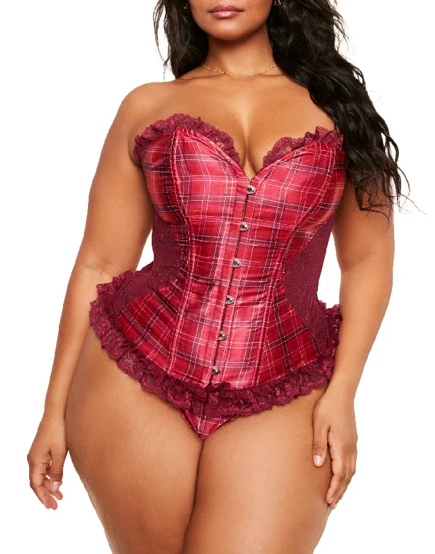 Auburn Women's Plus-Size Boned Corset & G-String Set Unique Women's Upcycled