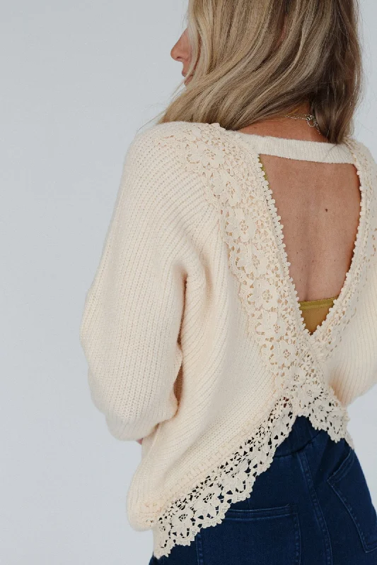 Back To Business Crochet Lace Top - Cream Athletic Women's High - 