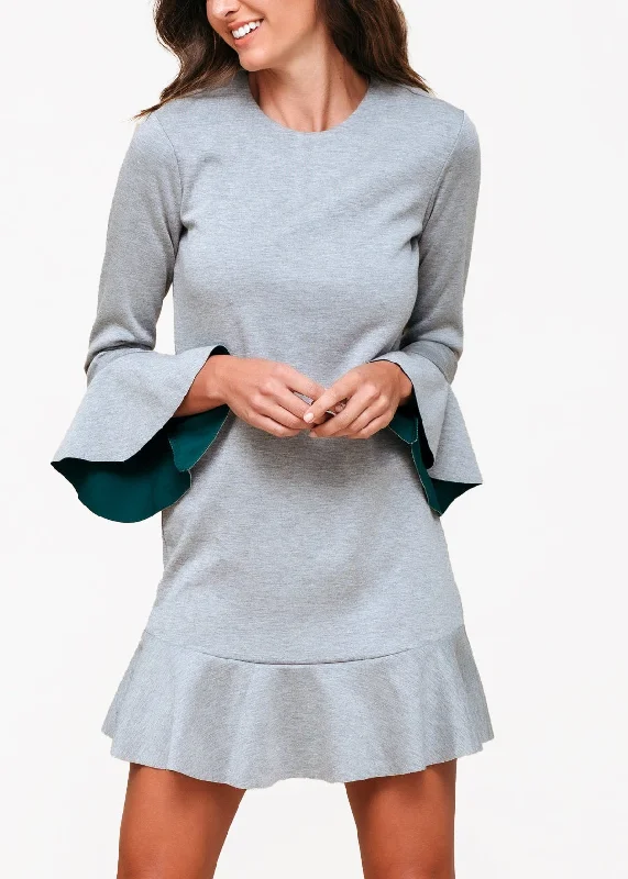 Bell Sleeve Shift Dress In Heather Grey Athletic Women's High - 