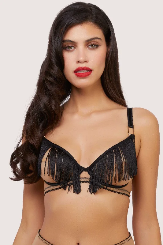 Esme Illusion Net and Fringe Push Up Plunge Bra