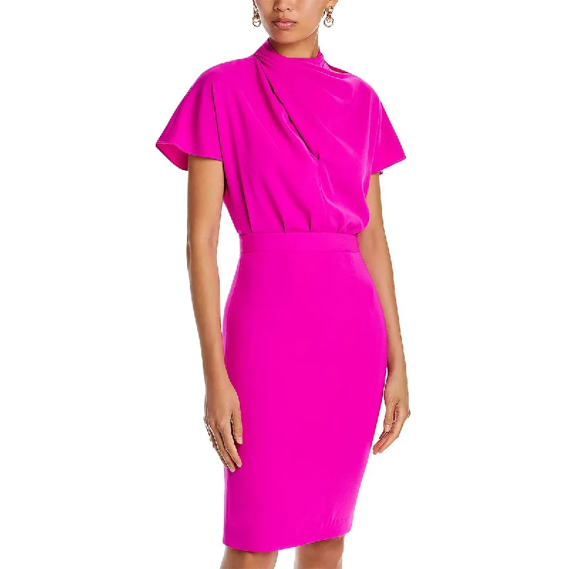 Black Halo Womens Estella Pleated Midi Cocktail And Party Dress Dynamic Women's High - energy Black Halo Womens Estella Pleated Midi Cocktail And Party Dress Dynamic Women's High - energy