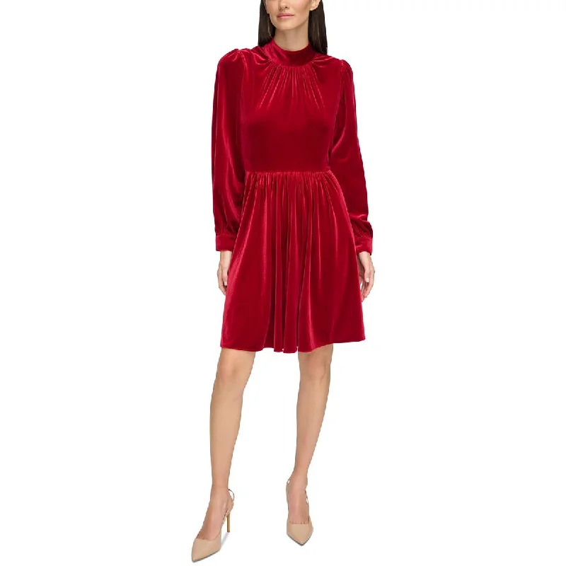 Calvin Klein Womens Velvet Mock Neck Cocktail And Party Dress Modern Women's 