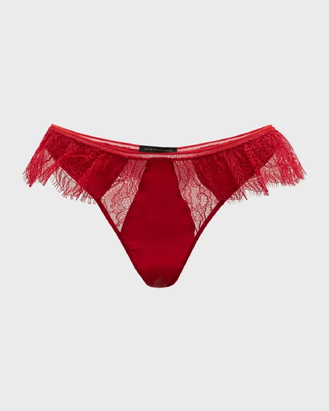 Camaret Low-Rise Lace & Charmeuse Thong Cool Women's Distressed