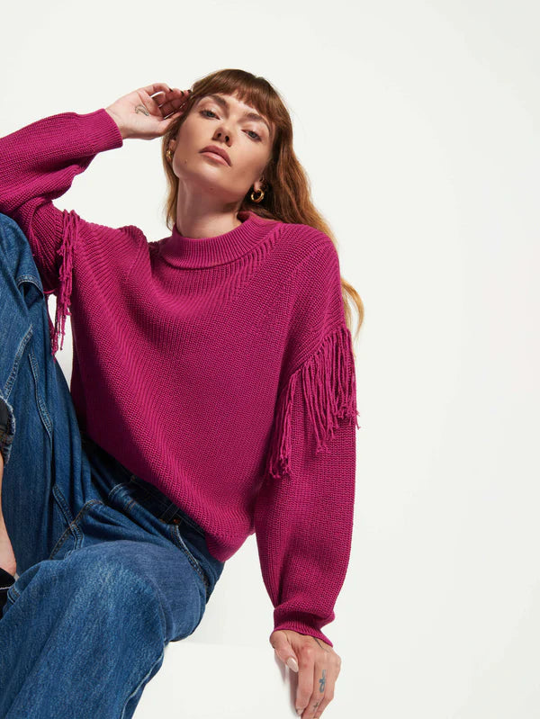 Carine Fringed Sweater Sporty Women's Athleisure 