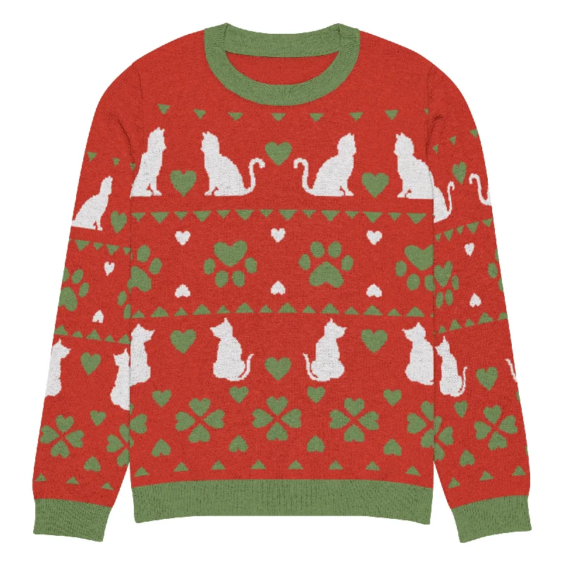 Christmas Cats Knitted Crewneck Sweater Street