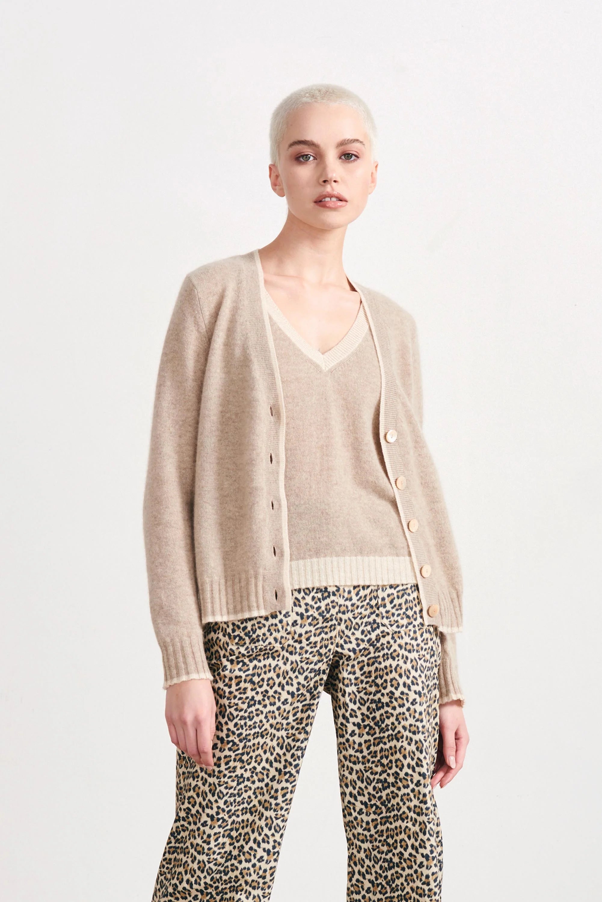 Contrast Tip Cardigan Streetwear Style for 