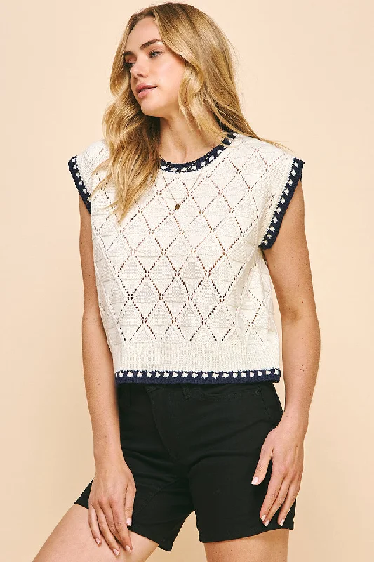 Crochet Sweater Top Stylish Women's Neon
