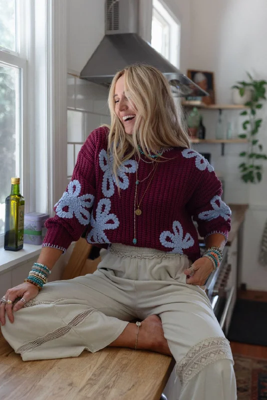 Daisy Belle Sweater - Purple Sleek Women's Metallic
