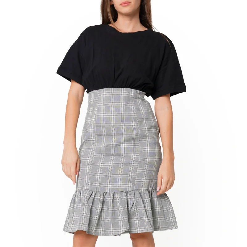 Glen Plaid Mermaid Dress in Black Athletic Women's High - 