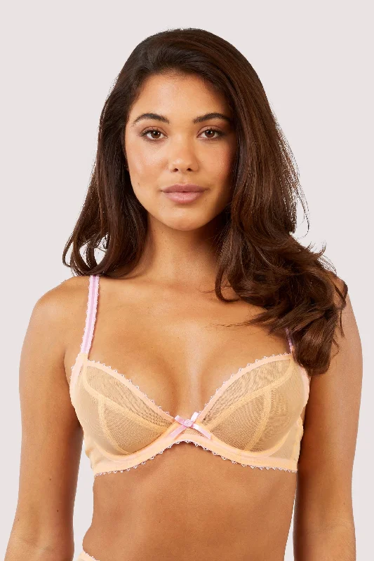 Grace Orange Supportive Plunge Net Bra Dynamic Women's High - energy