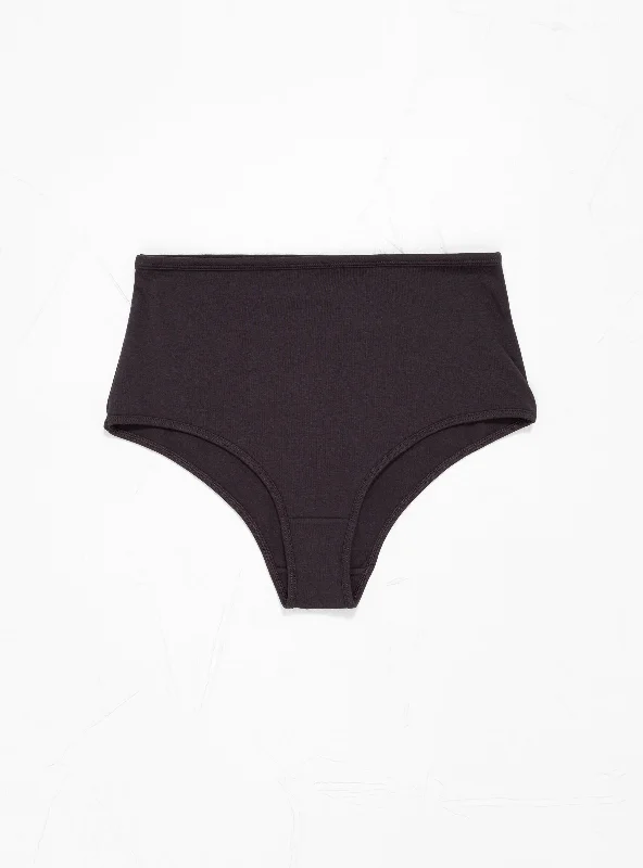 High Rise Briefs Charcoal Dapper Women's Bow - adorned
