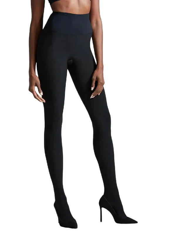 Perfectly Opaque Matte Tight In Black Dapper Women's 1920S