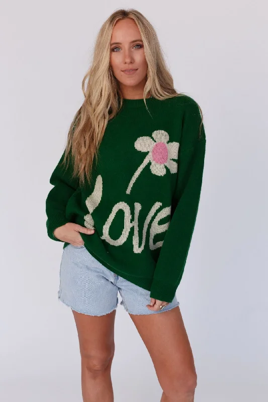 Pop Of Love Sweater - Green Streetwear Style for 