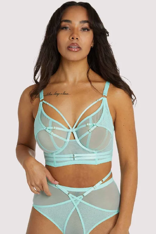 Eddie Aqua Crossover Wrap Bra Monochromatic All - in - one