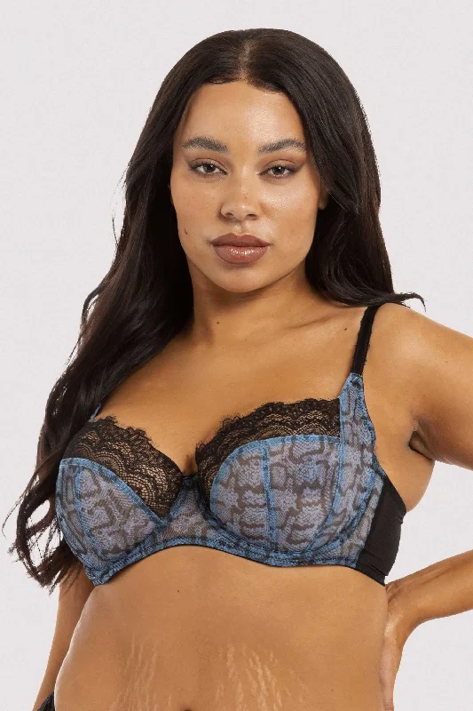 Rosalyn Lilac Snake Lace Balcony Bra Bold Women's Animal Print