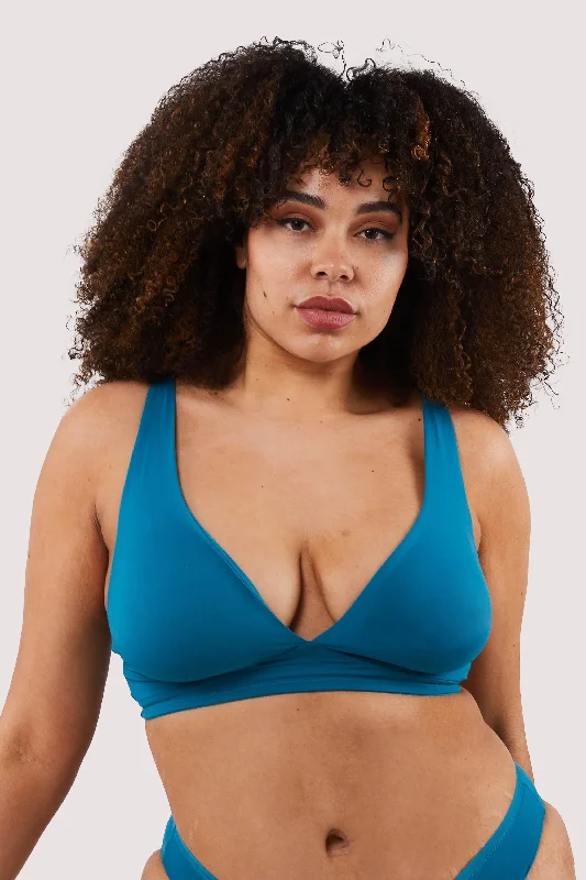 Second Skin Teal Recycled Triangle Bra garde
