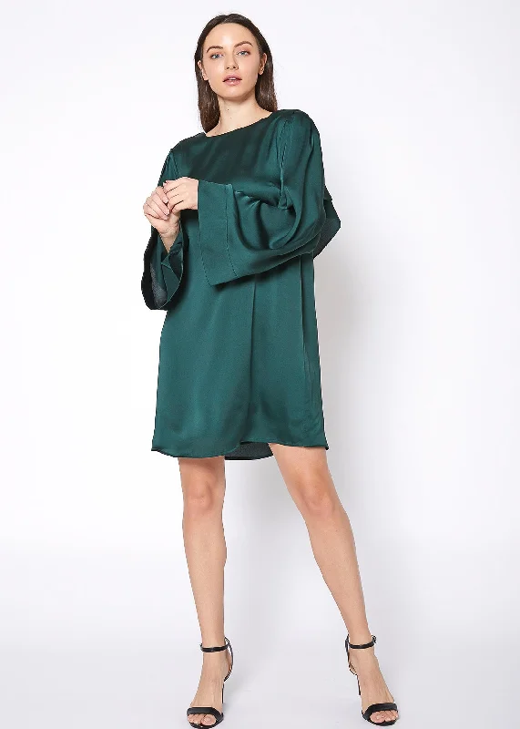 Satin Cross Back Tunic Dress Sleek Women's 
