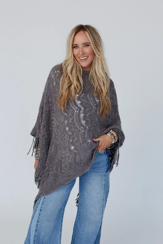 Sea Beyond Lace Poncho - Gray Sleek Women's 