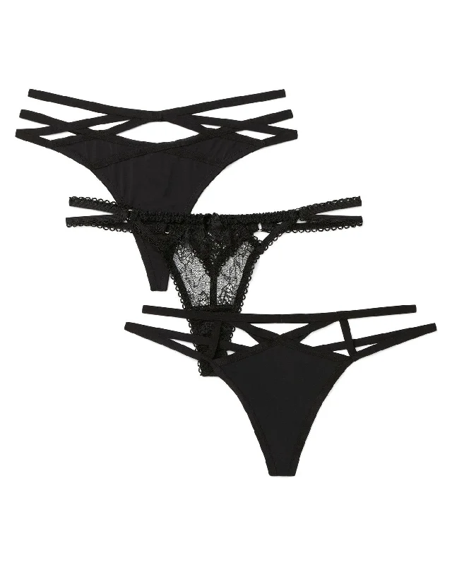 Sexy Women's Plus-Size Thong Thong Panties (Pack Of 3) Geometric