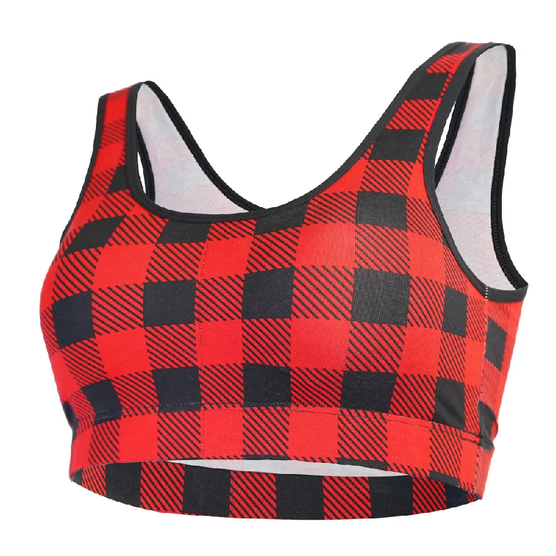 SHEATH Bamboo Plaid Padded Comfort Bralette Confident Women's High - fashion