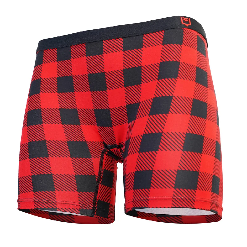 SHEATH Women's Bamboo Plaid Long Leg Boxer Brief Sharp Women's Italian