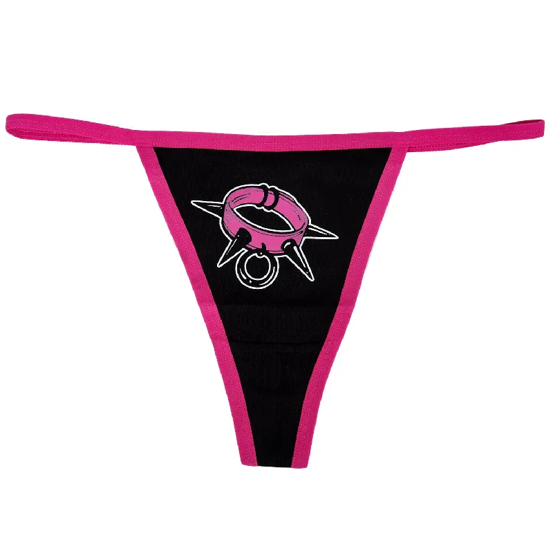 Spiked Collar Thong Underwear Preppy Women's College