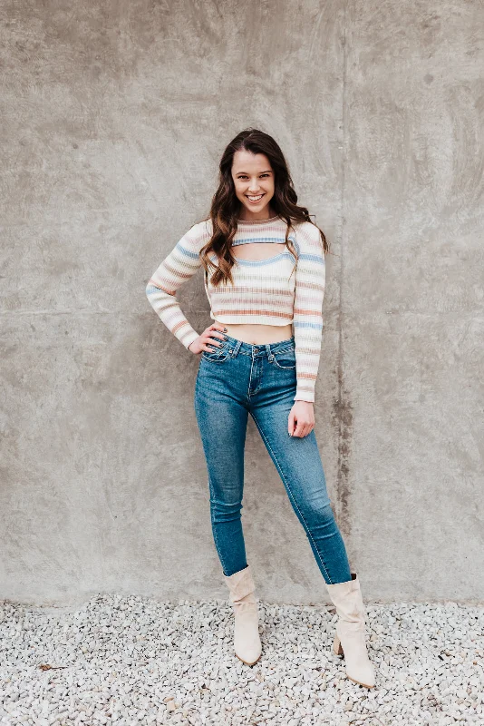 Striped Bolero Sweater Edgy Women's Punk