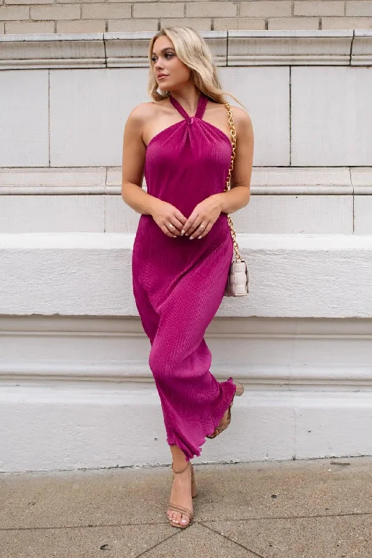 Sunset Secret Magenta Halter Midi Dress - Final Sale Gym
