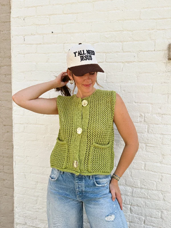 Tina Gold Button Vest garde
