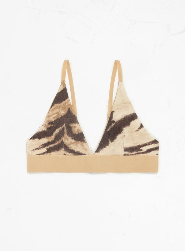 Triangle Bra Beige & Brown Tiger Print Sporty Women's Tennis