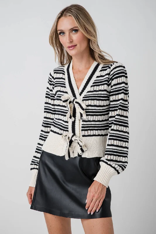 Urban Daisy Sandie Striped Bow Cardigan