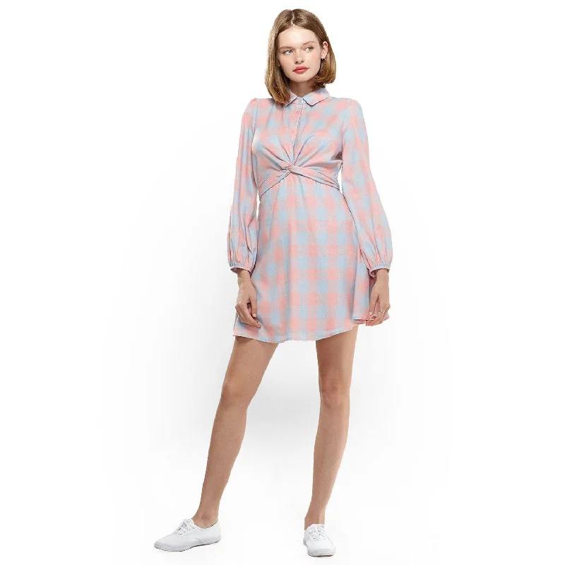 Women's Button Up Shirt Dress in Bubble Gum British Gentlewoman Style