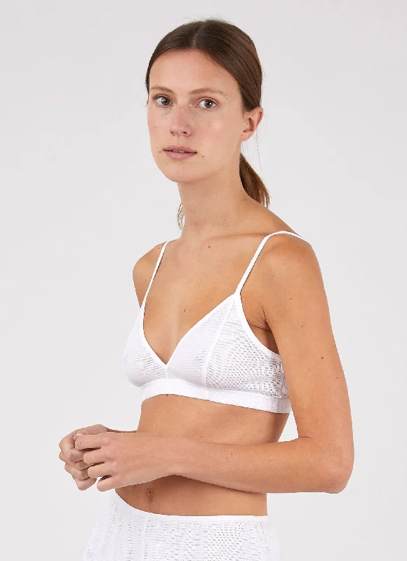 Women's Triangle Bra in White Feminine Women's Soft 
