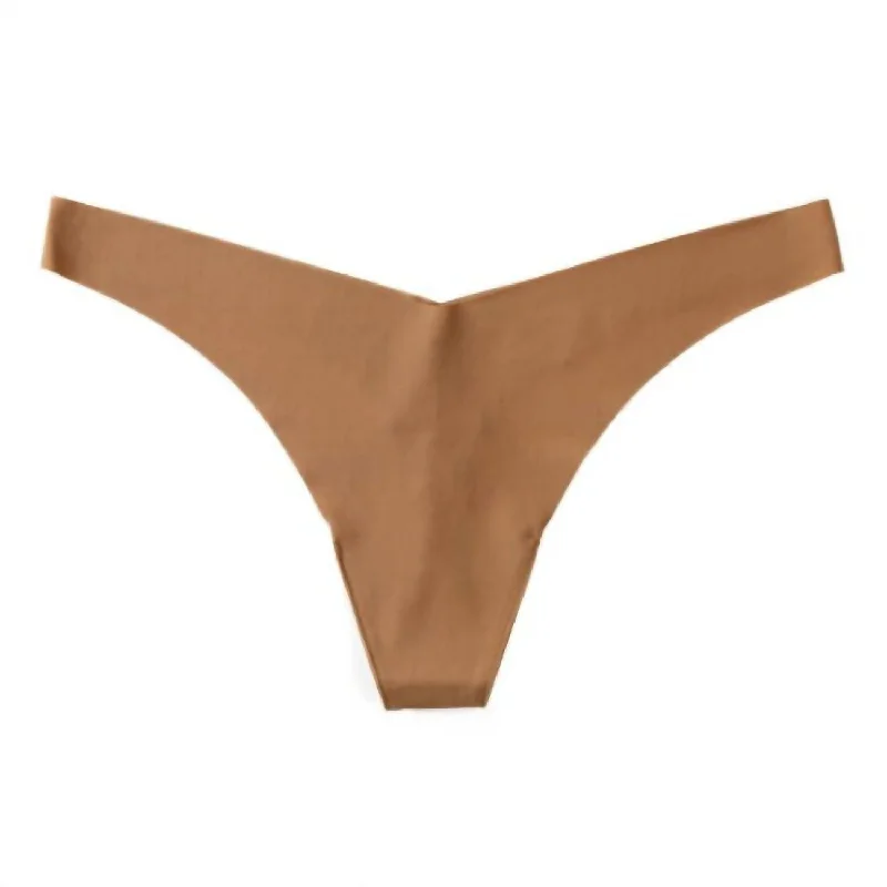 Women's Classic Solid Tiny Thong In Caramel