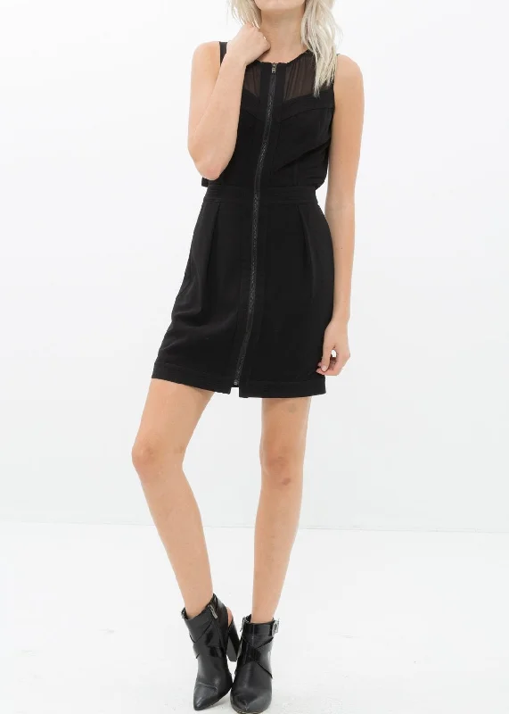 Women's Sleeveless Mesh Front Zipper Dress Bohemian Women's Free