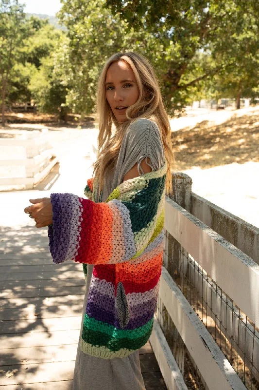 Wrapped up in Color Knit Cardigan - Green Multi Earthy Women's Hemp - based