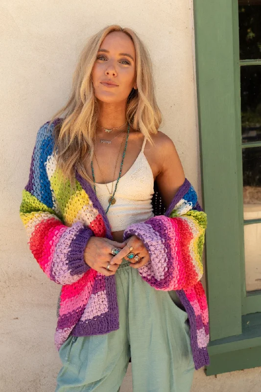 Wrapped up in Color Knit Cardigan - Purple Multi Adventure