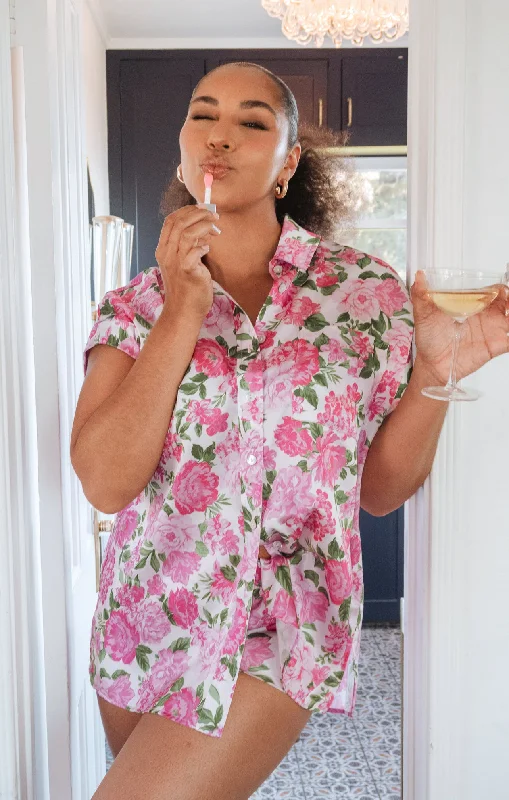 Best Day Button Up ~ Cottage Floral Pink