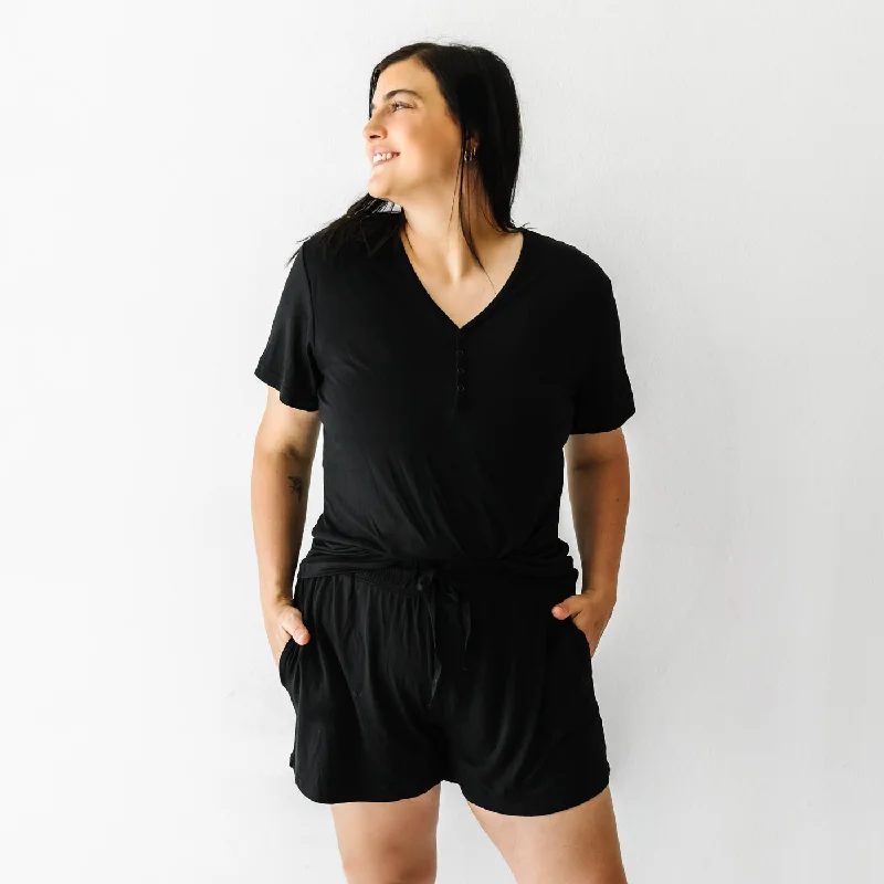 Solid Black Women's Pajama Shorts