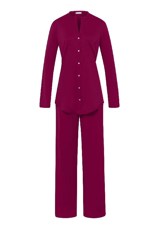 Cotton Deluxe Cotton Button Front Pajama Set  | Deep Poppy 77956-2405