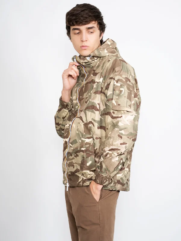 Giacca Camouflage con Cappuccio Verde