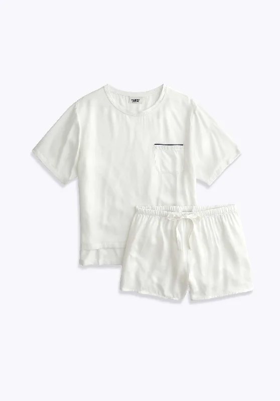 Leonora Short Set in White Washable Silk